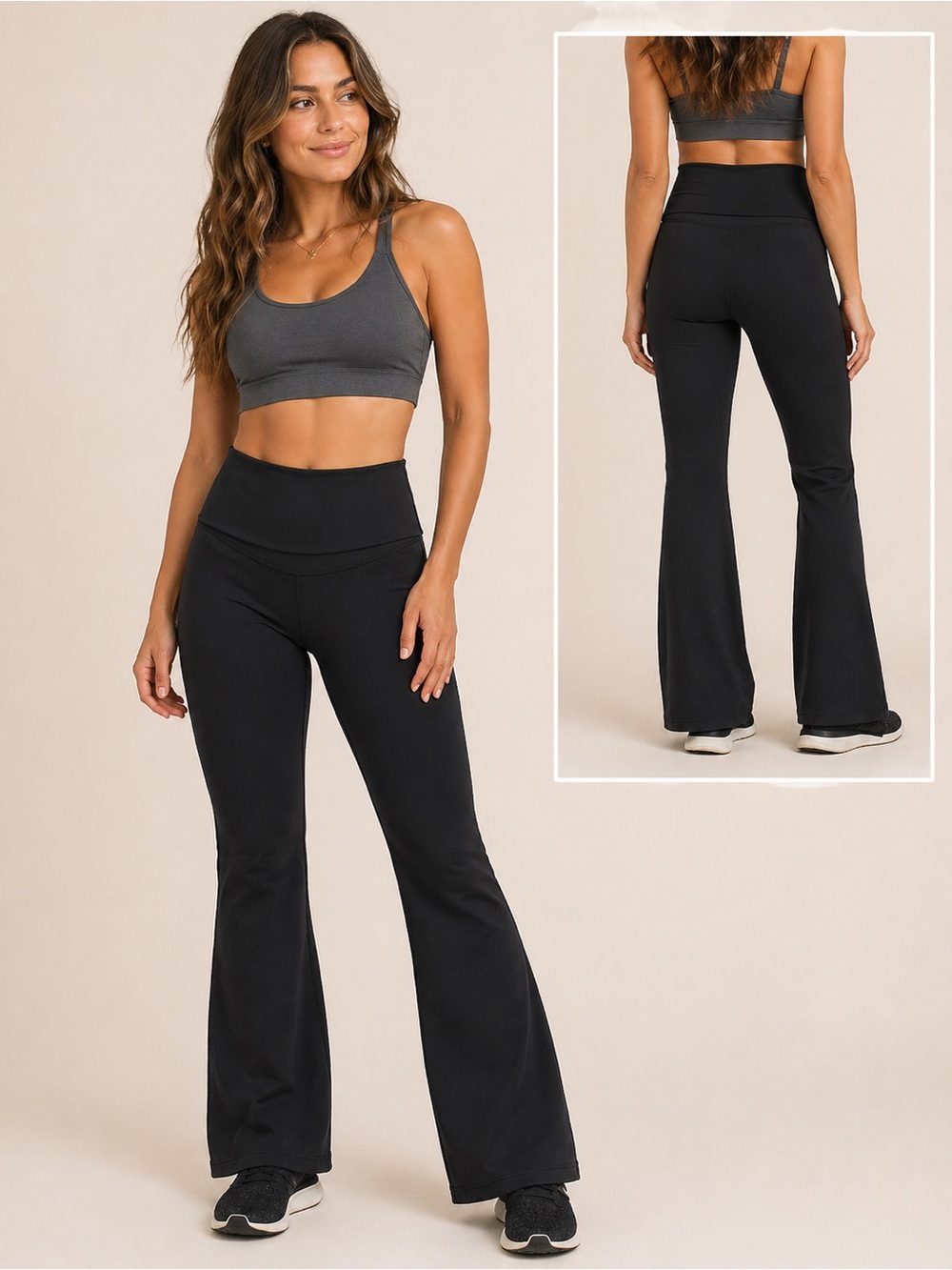 NWT Yogalicious Lux Florence Foldover Flare Pants 🖤